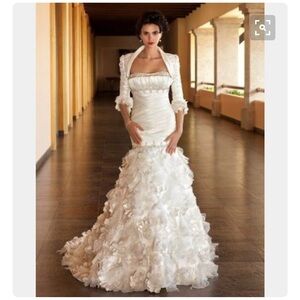 White Ruffled Tiered Wedding Gown